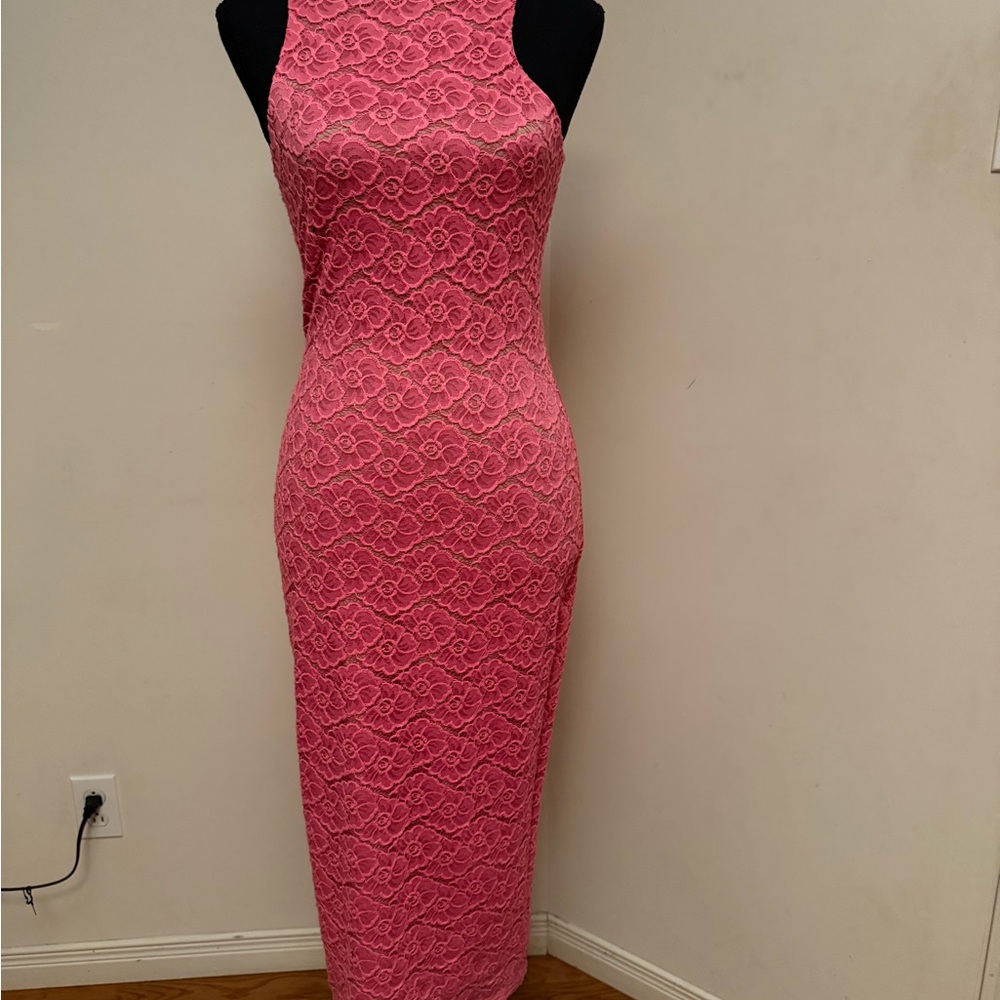 Elegant Pink Lace Dress
